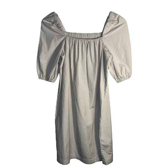 Faherty Khai Poplin Puff Sleeve Cotton Off-Shoulder Dress XS Beige Neutral - Picture 2 of 10